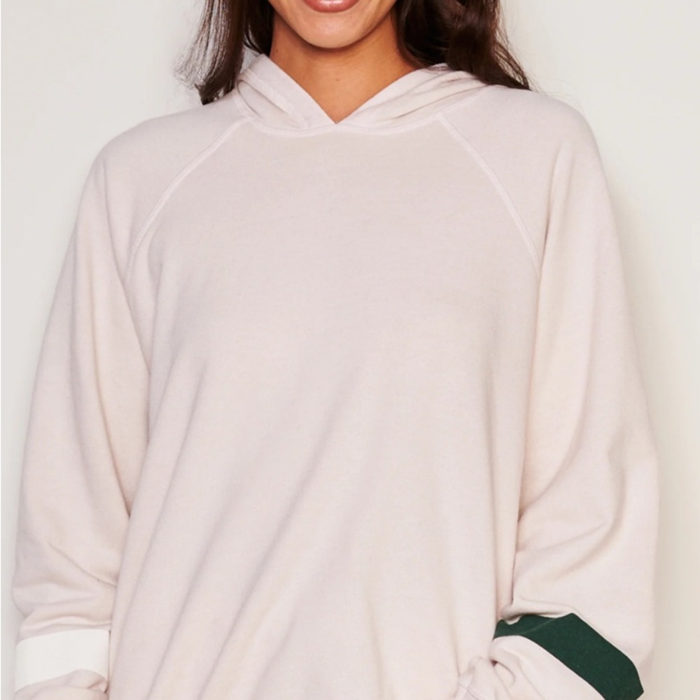 Women's Cream Hoodie with Green Accents